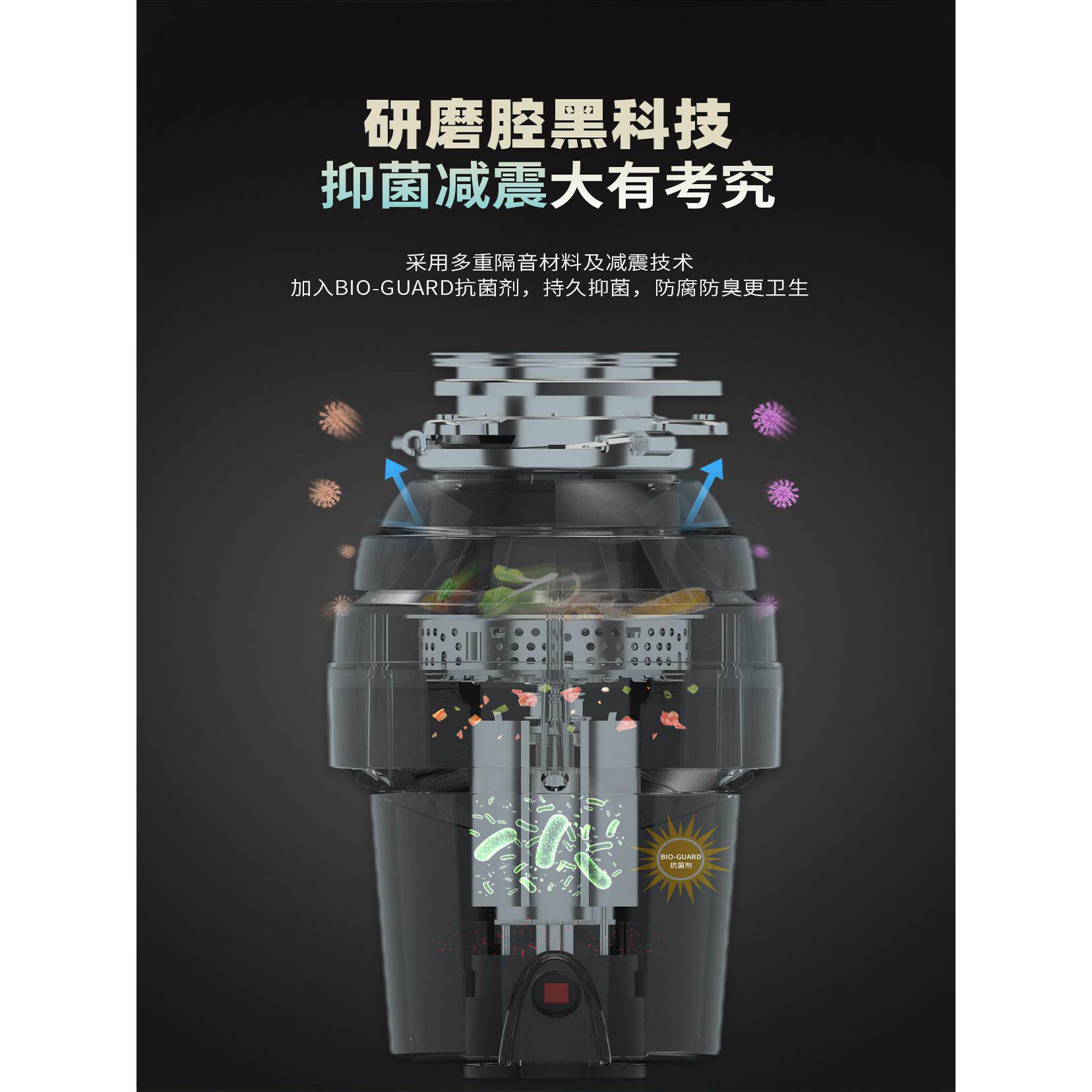 小魔纤P40 家用大功率650W无线开关厨余粉碎机搅拌机垃圾处理器