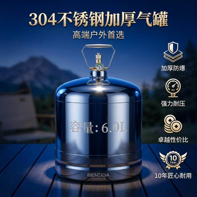 6.0升户外循环罐加厚304不锈钢储能罐可充气小钢瓶耐压防爆气罐