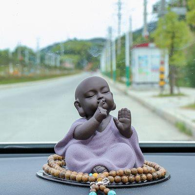 车载创意三不小和尚汽车摆件可爱车内用品装饰品公仔车上车内摆设