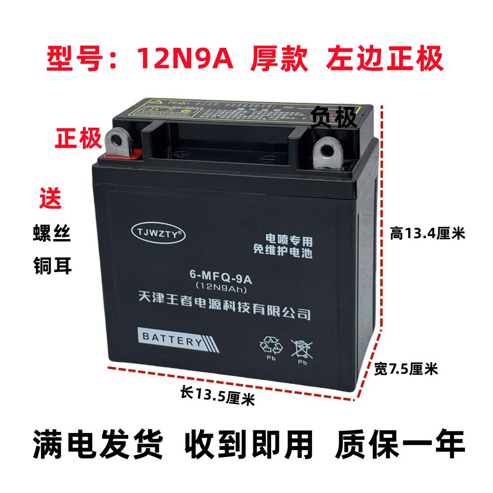铃木GN125太子机车电瓶12N9A干电瓶免维护全新蓄电池12N9L-BS