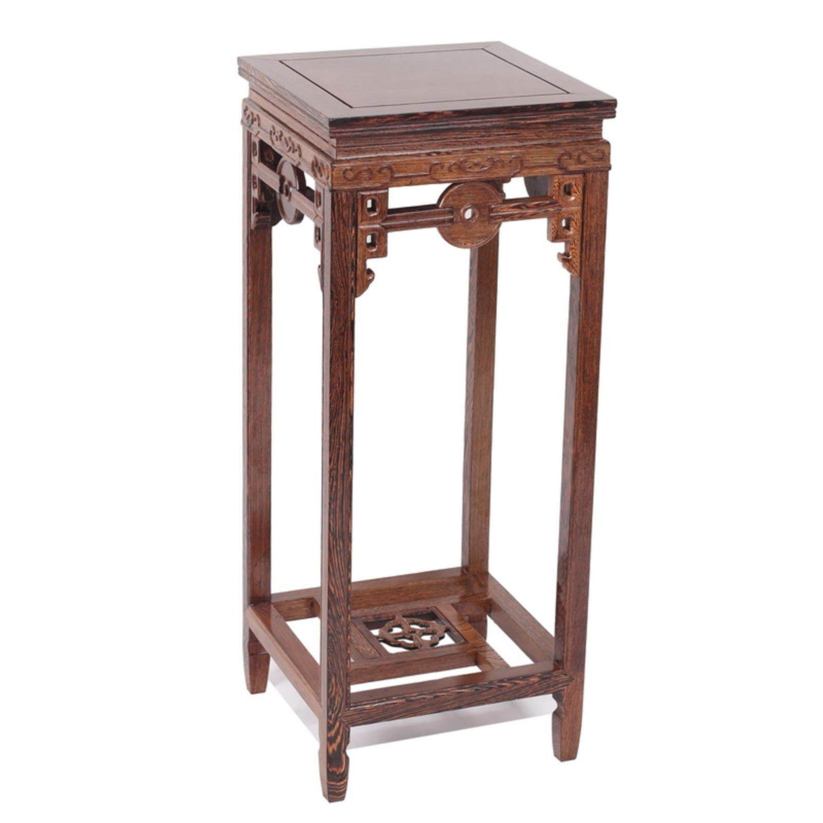 鸡翅木方形花架置物架红木中式客厅落地摆件花几家居实木高脚底座