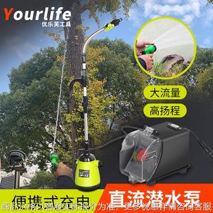 锂电抽水泵户外浇菜水泵充电锂电家用小型吸水抽水机雨水泵潜水泵