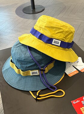 日系工装风撞色速干渔夫帽子女春夏户外登山钓鱼盆帽防晒遮阳帽男