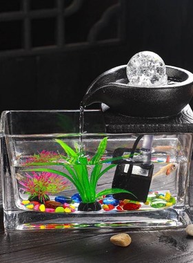 天壶悬空流水喷泉中式客厅悬壶悬浮办公室小型流水鱼缸装饰