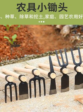 小锄头手握超小栽菜农用锄头田园工具两用锄头种花二合一双头野菜