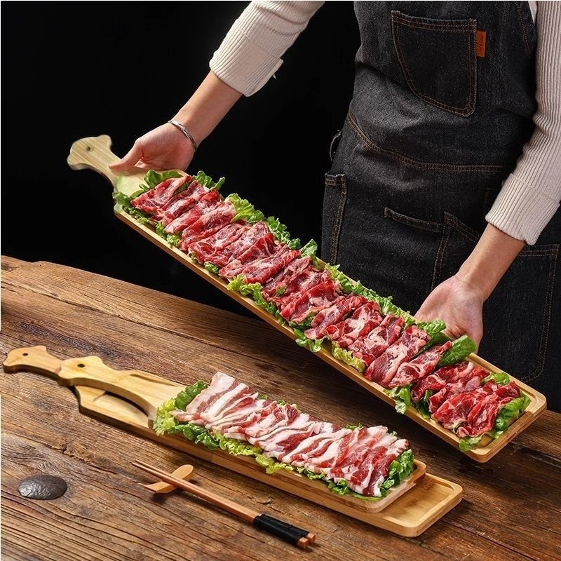一米肥牛羊肉卷长条木盘托盘火锅配菜盘创意烤肉摆盘木板餐具商用,餐饮具,餐用托盘,淘宝优惠券,粉丝福利购,淘宝优惠卷