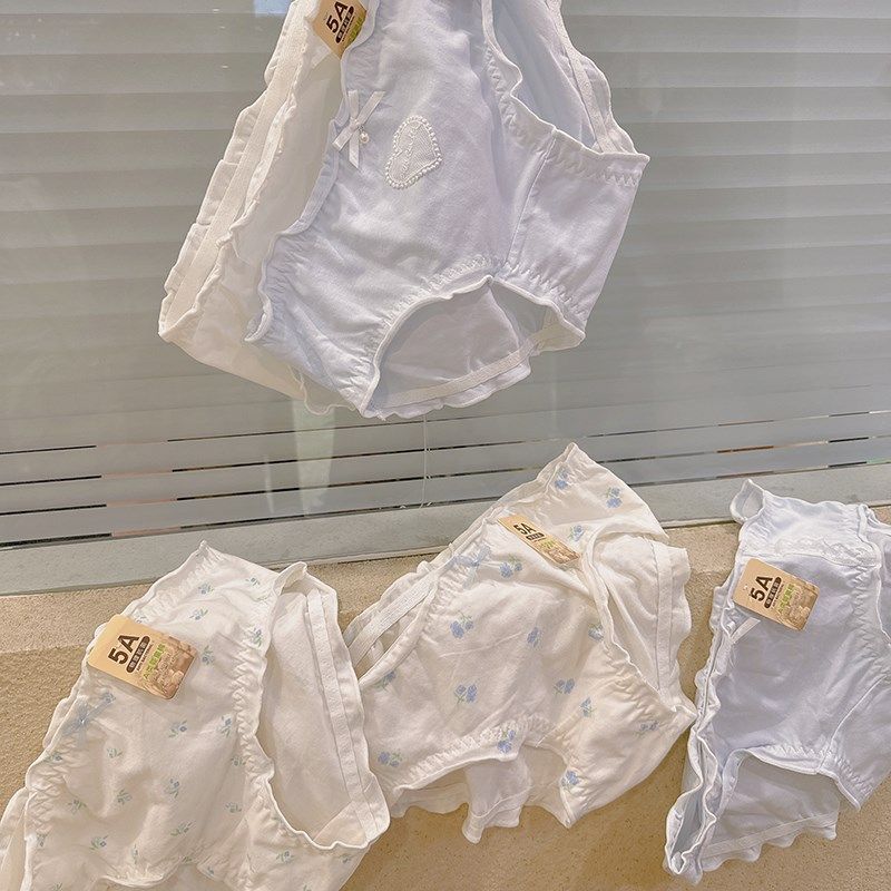 夏日奶蓝泡芙~5条装 A类婴童棉女内裤纯棉裆裆部5A抗菌柔软三角裤,女士内衣/男士内衣/家居服,女三角裤,淘宝优惠券,粉丝福利购,淘宝优惠卷
