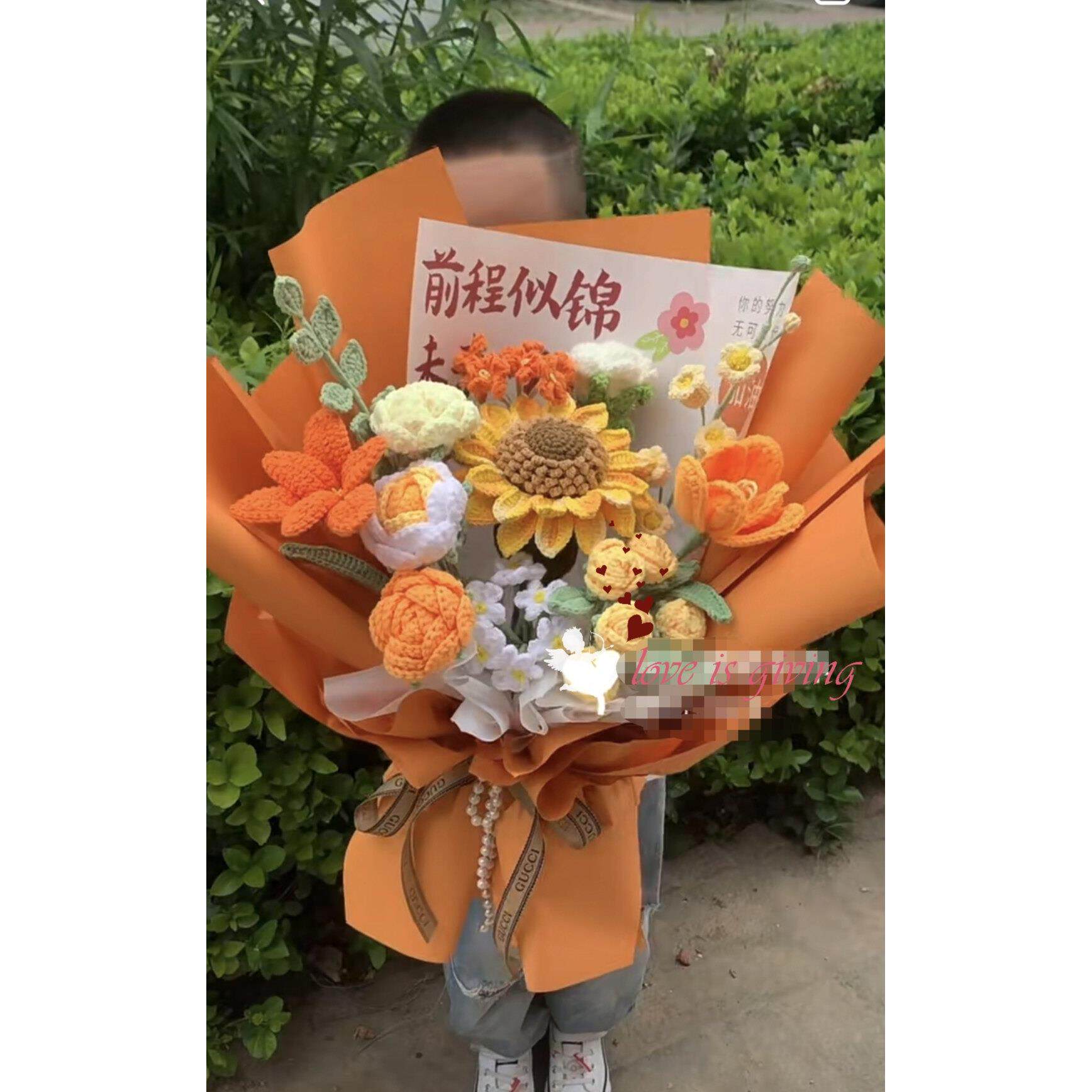 毕业高考中考生日一举夺魁毛线仿真向日葵花束成品礼物送女生闺蜜