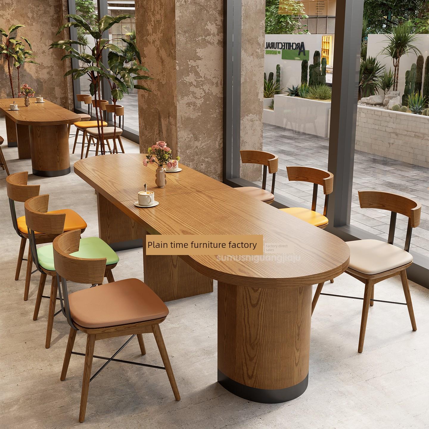 咖啡厅桌椅组合奶茶店甜品店西餐厅甲板沙发桌椅商业烘焙小吃桌椅