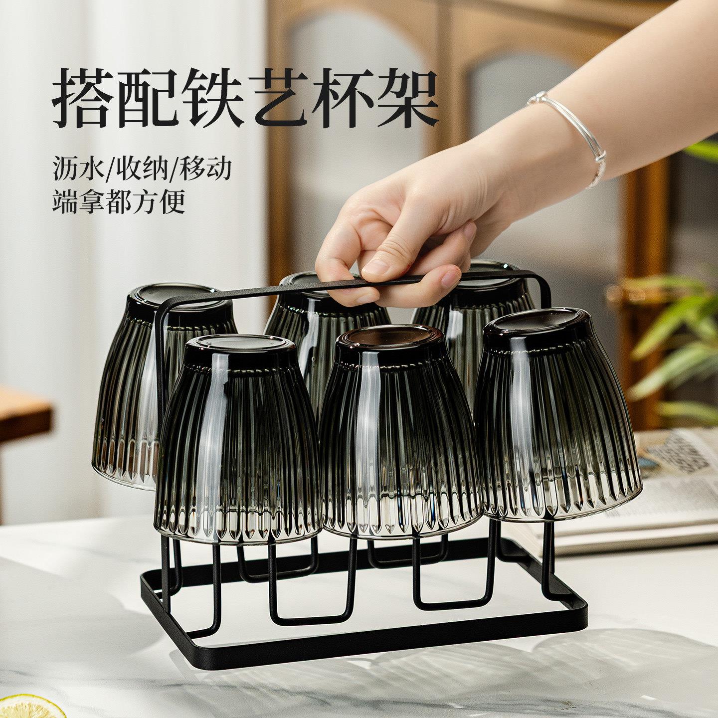 耐高温玻璃杯家用客厅待客泡茶杯绿茶玻璃杯大容量耐摔喝水杯套装