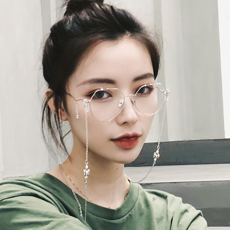 防蓝光变色眼镜女近视镜日夜两用防辐射平光镜多边形办公护目镜潮