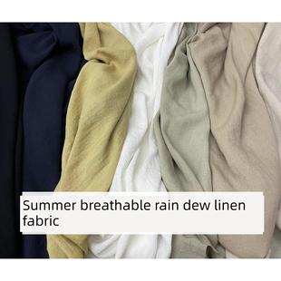 夏季清凉水洗竹棉亚麻软挂雨露亚麻薄裤子礼服衬衫薄外套服装面料
