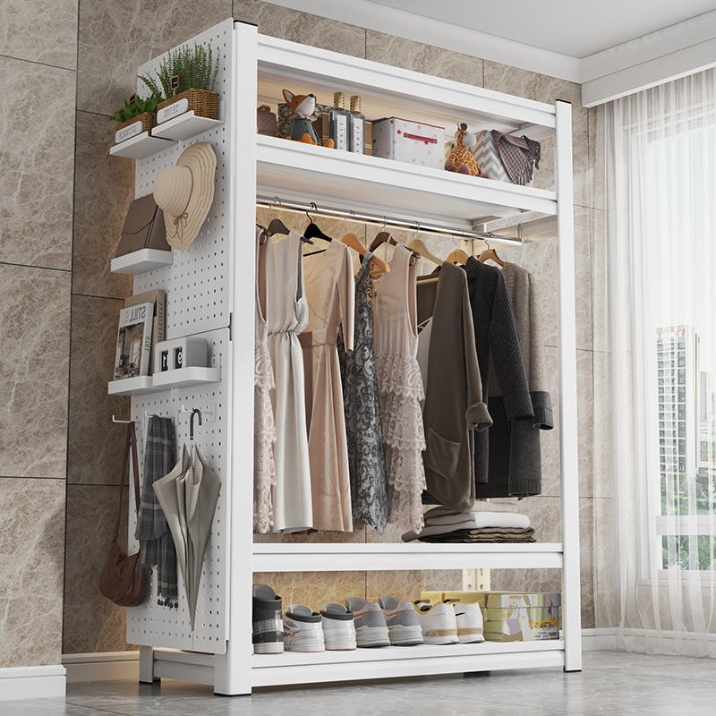 货架衣柜家用卧室多层落地衣物收纳柜儿童简易衣帽架钢制置物架子