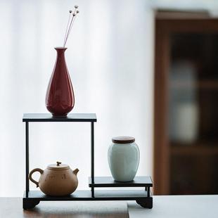 草木祠 铁艺茶棚茶具展示架收纳柜博古架多宝阁配件家居茶室摆件