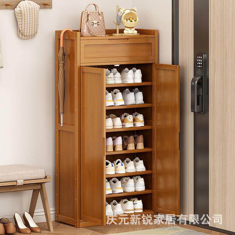鞋柜饰品入户楼道外大容量收纳经济型新款简易防尘实木鞋架子