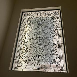 定制入户门法式掐丝珐瑯彩艺术玻璃卧室屏风隔断客厅浴室半墙玄关