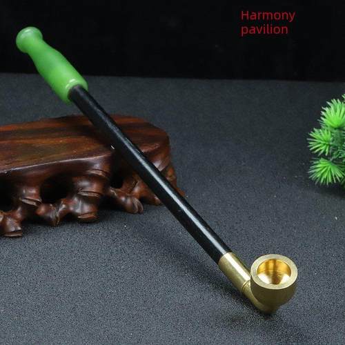 老式手工烟袋锅干烟袋实木烟袋棒玉壶嘴男子老年纯铜传统烟斗