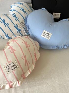 SLOWS全棉简约爱心抱枕ins风可爱卧室客厅沙发椅子靠垫枕头可拆洗