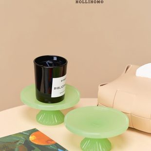 高级感玄关小置物盒 仙绿 无火香氛蜡烛托盘 首饰配饰装 饰收纳盒