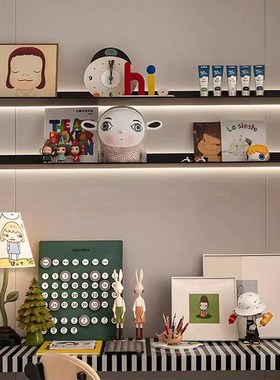 简约样板间儿童房摆件卡通玩偶手办可爱公仔书桌面组合套软装饰品