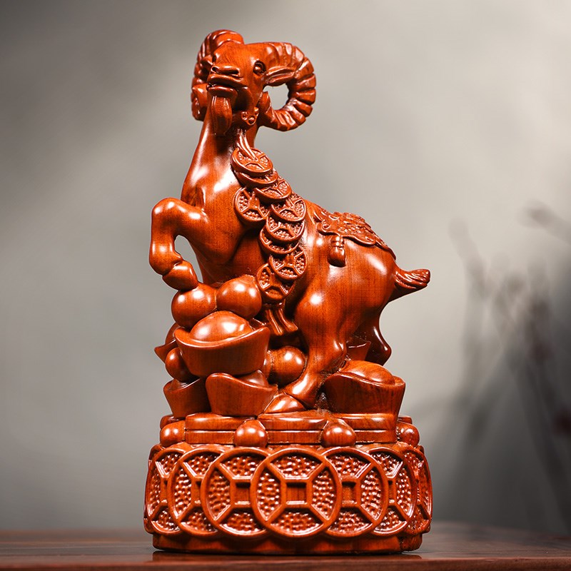 花梨木雕刻羊摆件十二生肖羊木羊动物家居客厅装饰送礼红木送礼品