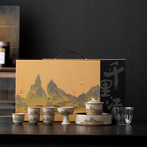 草木灰高端礼物盖碗茶杯功夫茶具套组整套高档礼盒送长辈领导礼物