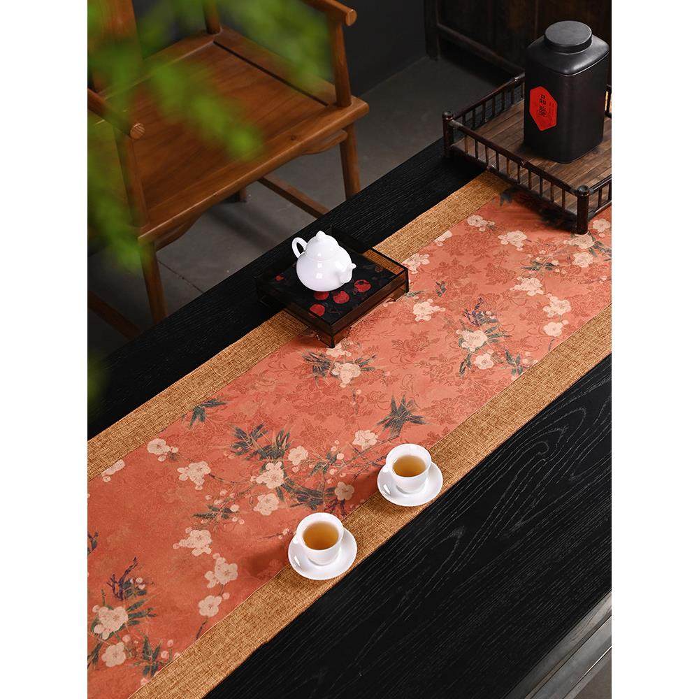 织锦缎茶席新中式复古印花茶桌旗茶垫布艺轻奢茶台茶几布茶道零配,居家布艺,茶席,淘宝优惠券,粉丝福利购,淘宝优惠卷