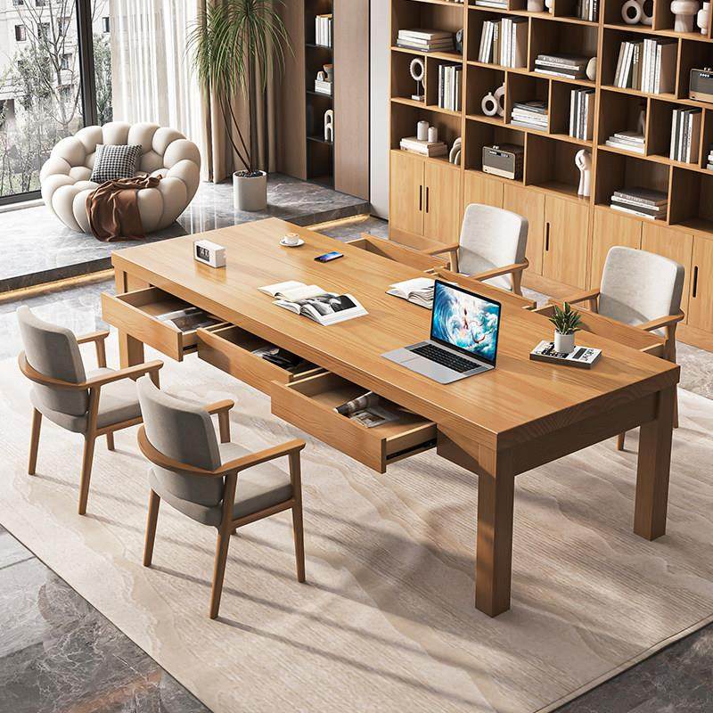 去客厅化大长实木书桌带抽屉现代简约一体家用学习大板桌长条桌子,住宅家具,书桌,淘宝优惠券,粉丝福利购,淘宝优惠卷