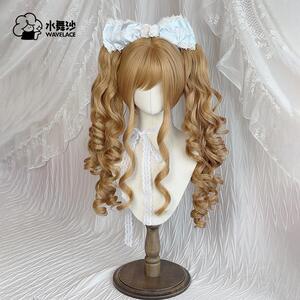 【古早洋娃娃】水舞沙假发女Lolita虎口夹双马尾日系长卷发全头套