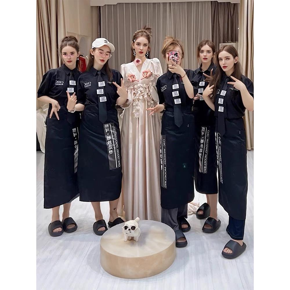 化妆师工作服装夏季2024新时尚韩国风格新潮婚纱店摄影工作室背心