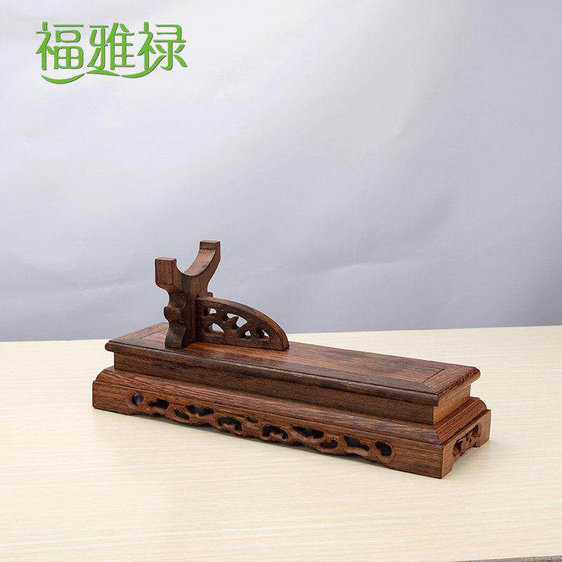 福雅禄玉如意摆件专用红木底座鸡翅木工艺礼品摆饰方形底座百财人