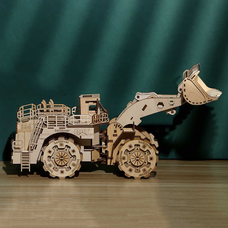 木制铲车3d立体拼图高难度拼板儿童益智拼装模型玩具木质创意积木