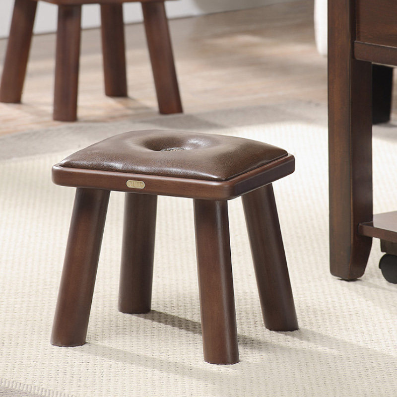 实木凳子小板凳美式客厅皮凳软包小圆凳方凳儿童凳放腿小木头凳子