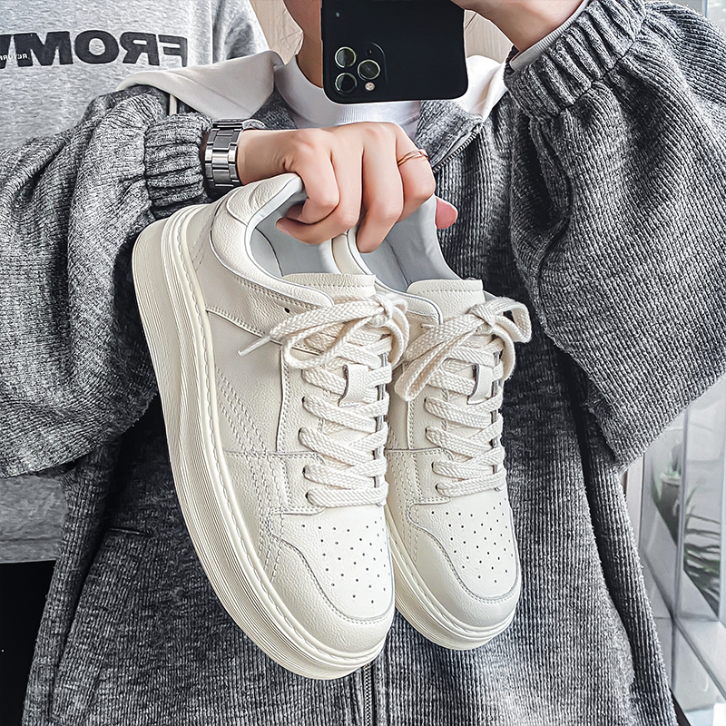 厚底小白鞋男鞋2023秋季潮流百搭高级感休闲鞋子男款白色运动板鞋