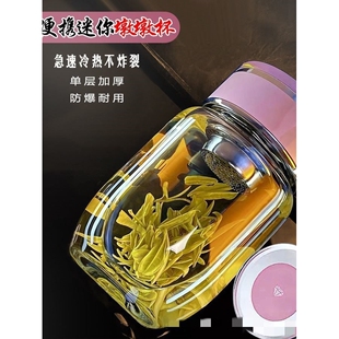 玻璃水杯女款高颜值便携胖胖耐高温玻璃防爆户外2024新款女士杯子