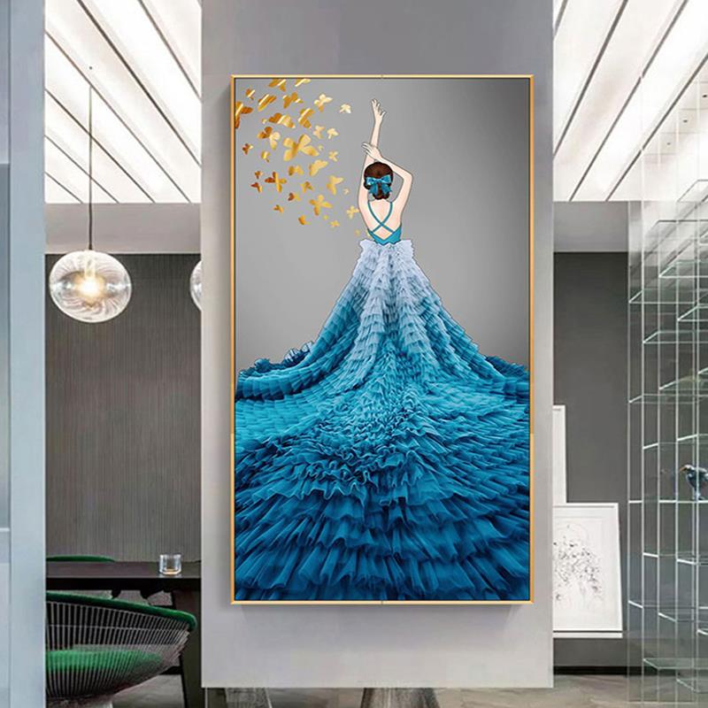 钻石画2024新款满钻芳华客厅5D玄关轻奢美女点贴钻十字绣现代简约