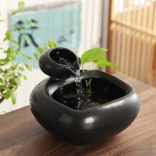 饰品茶几喷泉水景小摆件开业 创意陶瓷流水循环水招财办公室桌面装