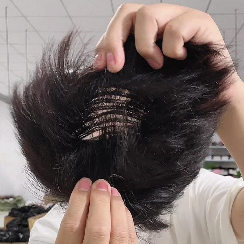 假发男士真发补发片男补发块机制可黏胶卡子