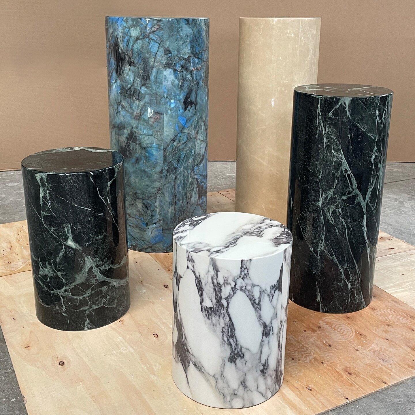 圆形玄关高低花架高端大理石落地摆件装饰客厅底座立柱展示台墩子