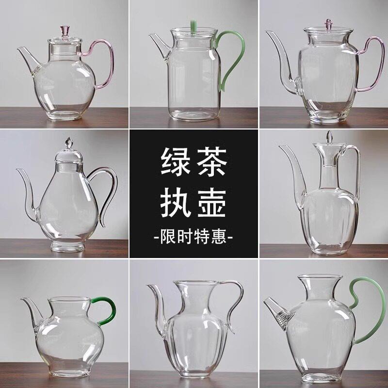 高硼硅耐热玻璃六方茶壶家用花茶冷泡壶绿茶专用泡茶壶手执壶单壶