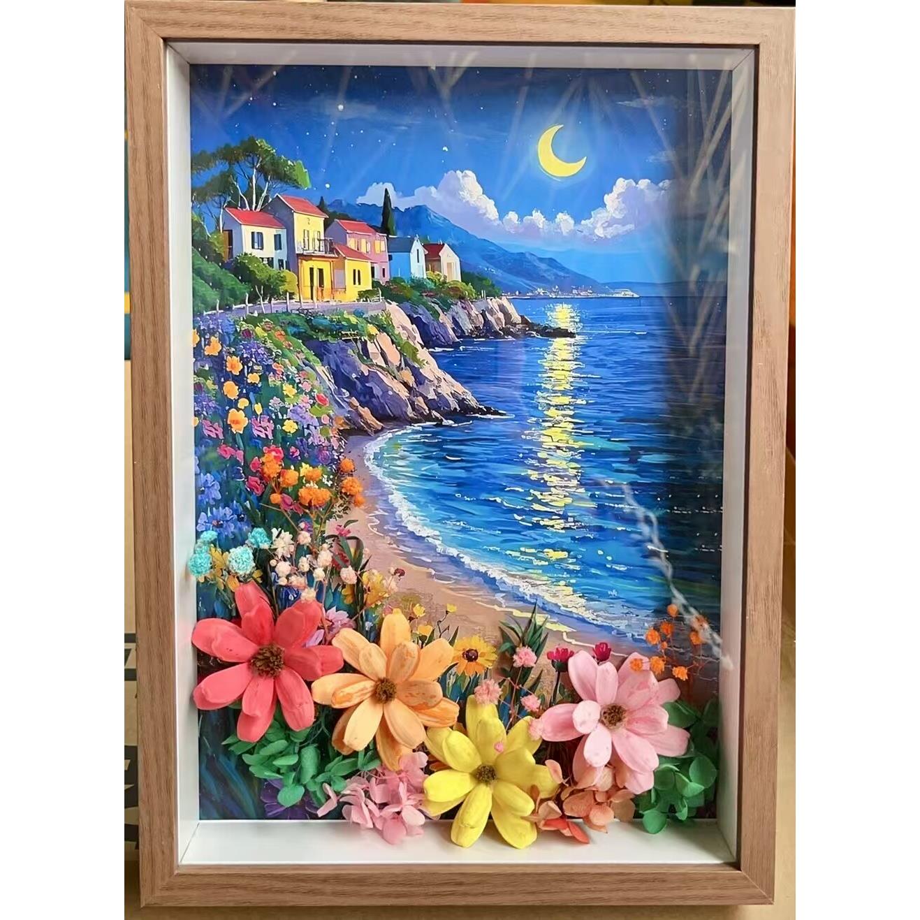 云南永生花装饰画风景相框家居摆件干花手工立体玄关装饰画框礼物