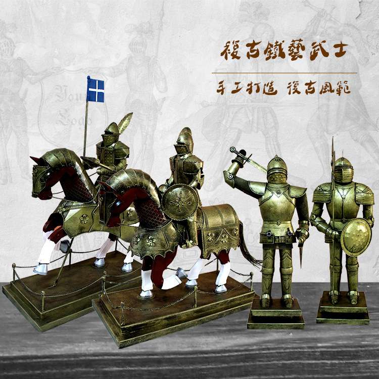 厂家直销手工打造复古铁艺中世纪盔甲武士橱窗摆件装饰工艺品热销