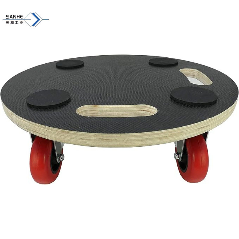 实木木制平板工具车托盘车家具运输车乌龟车盆栽托盘家具车圆形