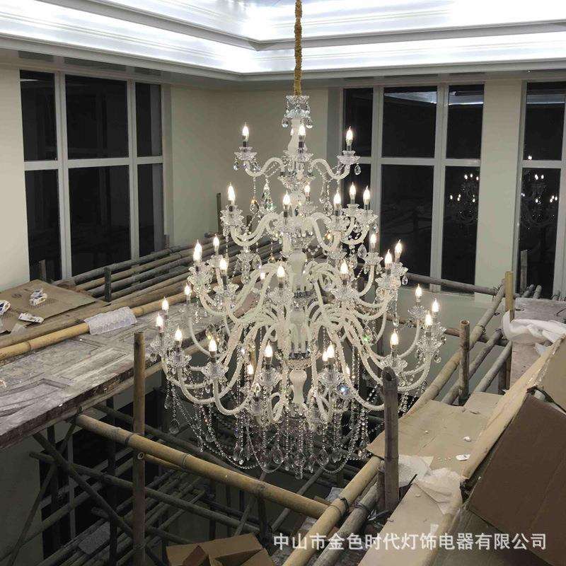 欧式楼梯中空水晶大吊灯别墅复式楼大气客厅灯酒店大堂宴会厅灯具