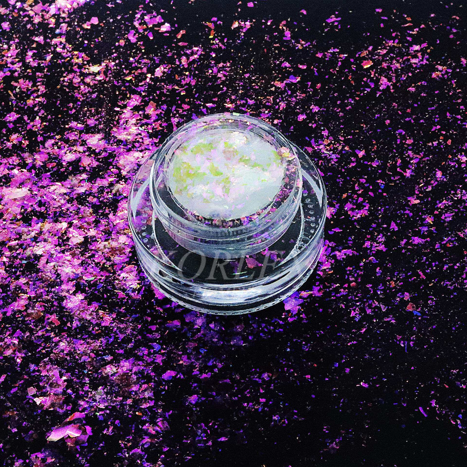 美甲冰铂粉仙薄轻薄透亮欧泊粉闪亮透白冰晶七彩极光粉变色粗片