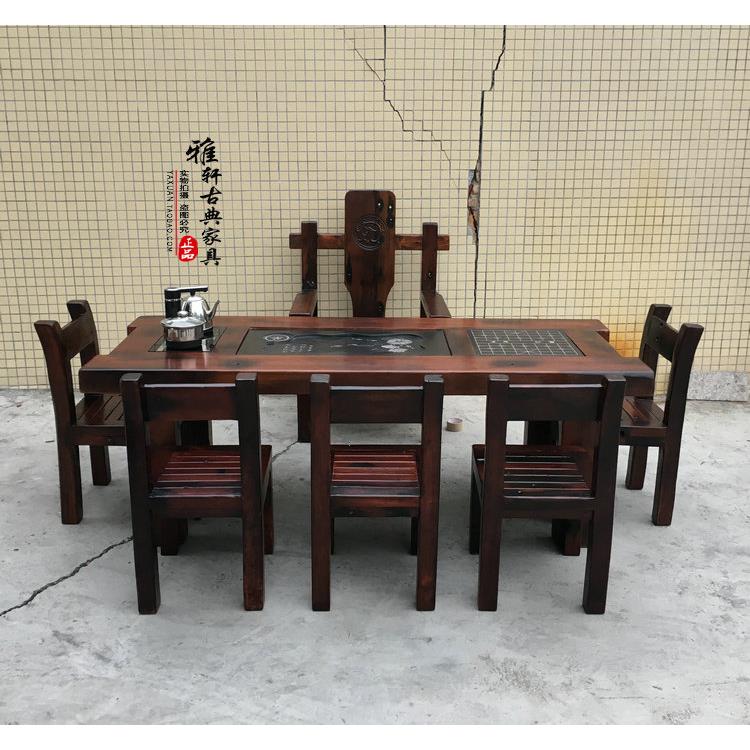 老船木茶桌椅组合实木覆古家具客厅阳台泡茶桌小茶几茶台茶艺桌