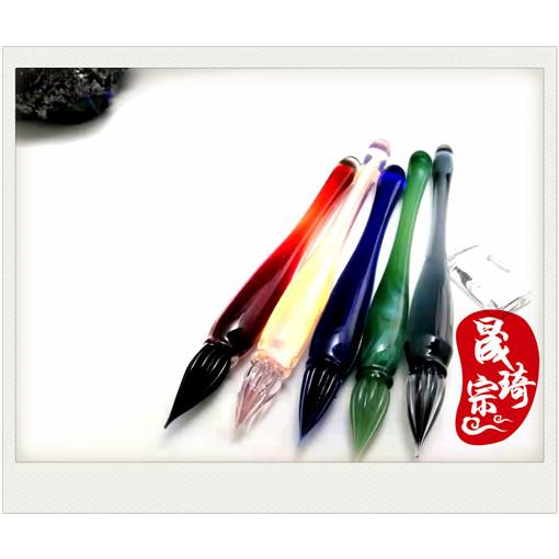 晟宗琦玻璃笔 手工水晶笔 蘸水笔复古文具个性定制钢笔笔袋月光