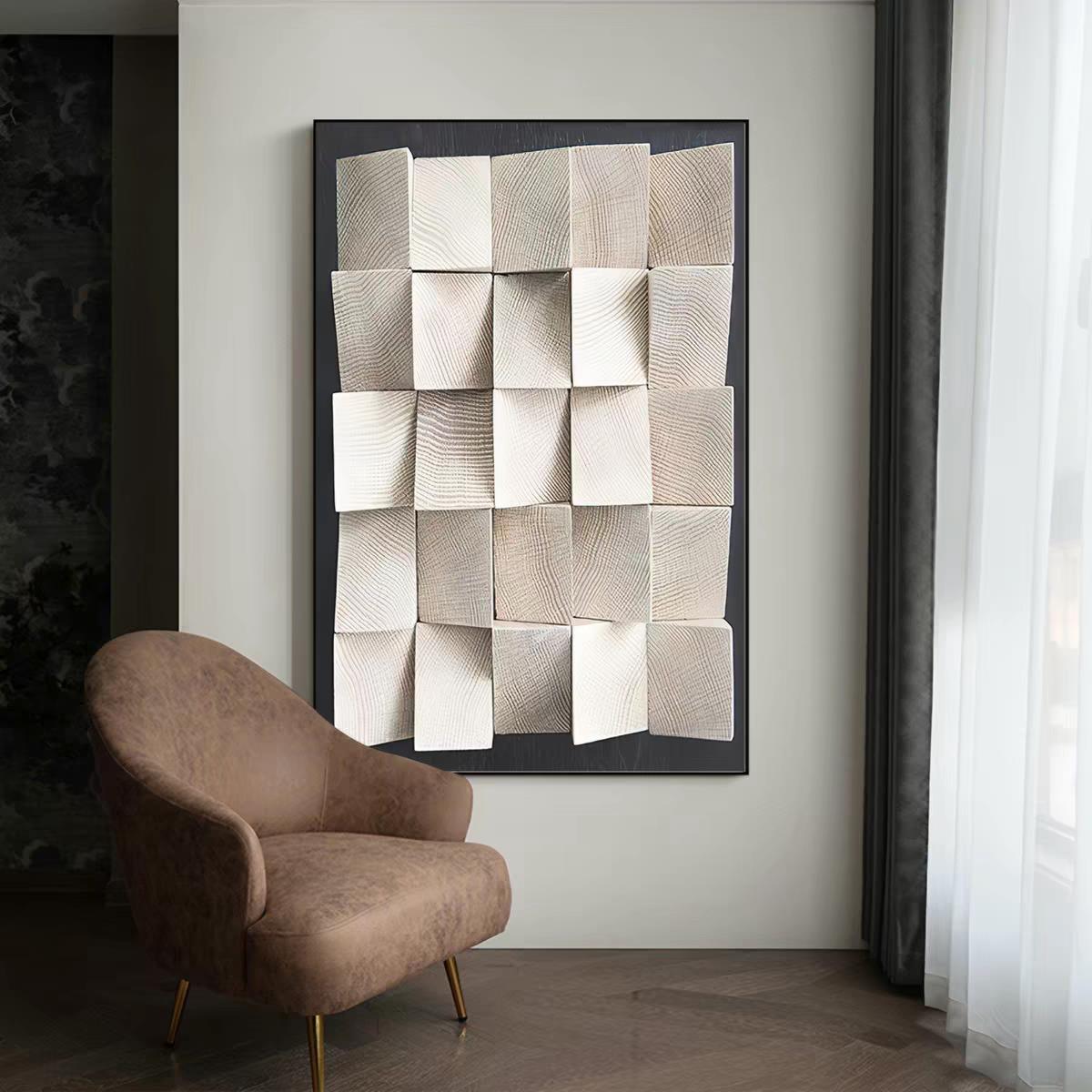 3D立体感装饰画现代极简客厅背景墙落地画轻奢餐厅几何图案挂画竖