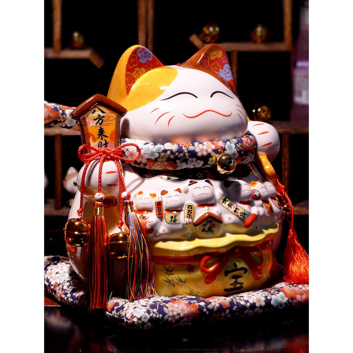 招财猫摆件 特大号开业送礼 收银台居家乔迁陶瓷存钱罐网红装饰