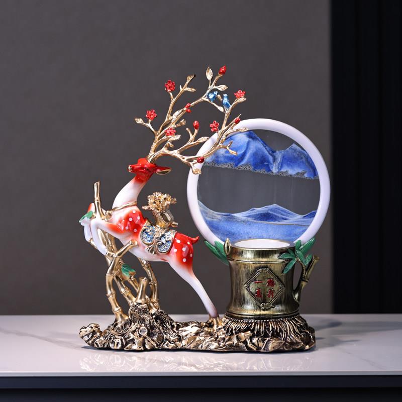 创意招财鹿摆件解压流沙画笔筒收纳摆设客厅家居办公室桌面装饰品